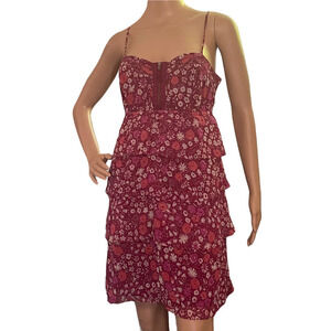 American Eagle Womens Floral Minidress Size 8 Tiered Ruffles Trendy Casual‎